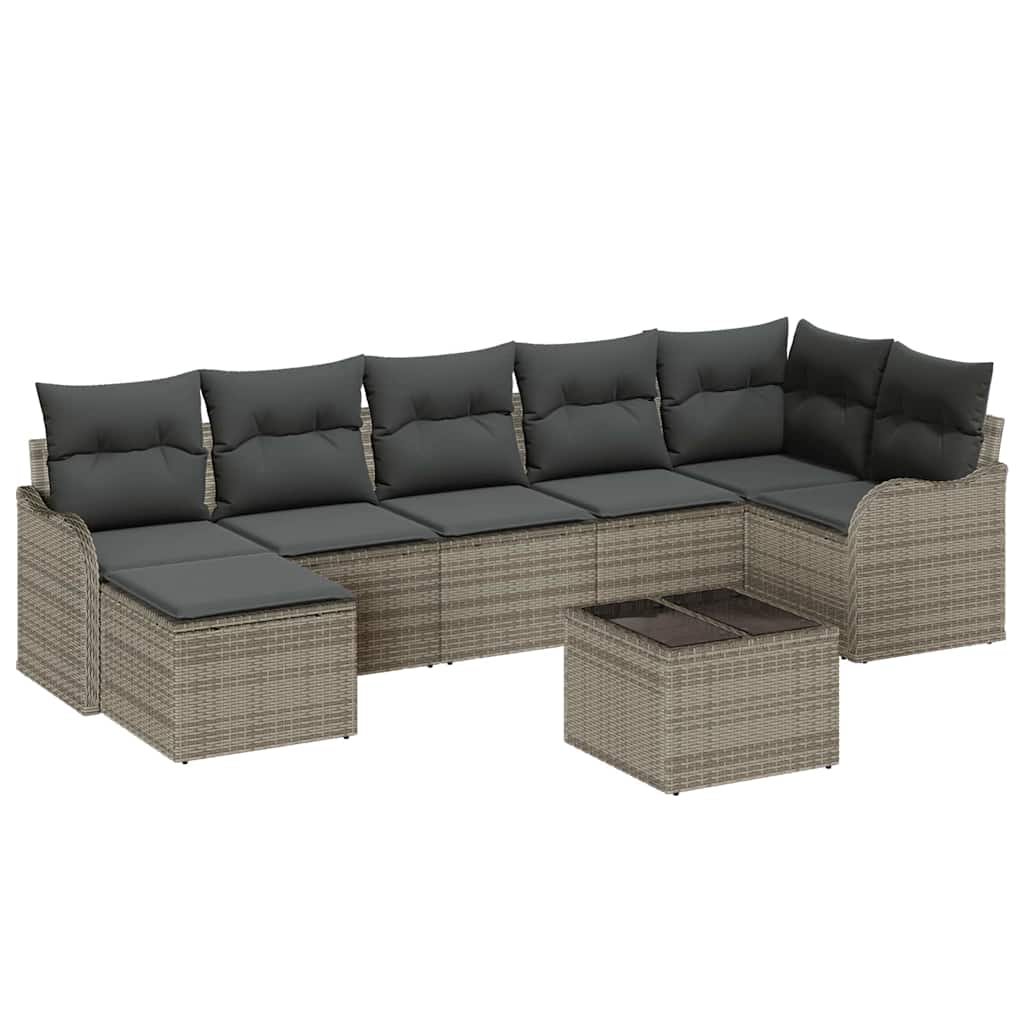 vidaXL Zestaw Sof na Ogród z poduszką 8 pcs Szary Polirattan