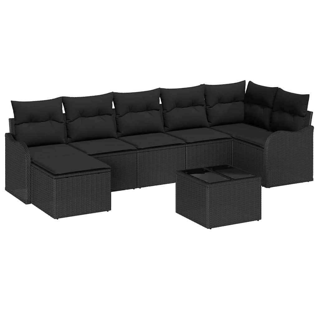 vidaXL Zestaw Sof na Ogród z poduszką 8 pcs Czarny Polirattan