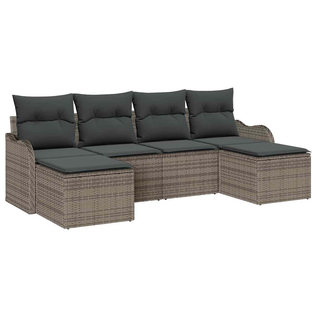 vidaXL Zestaw Sof na Ogród z przechowywaniem 6 pcs Szary polirattan