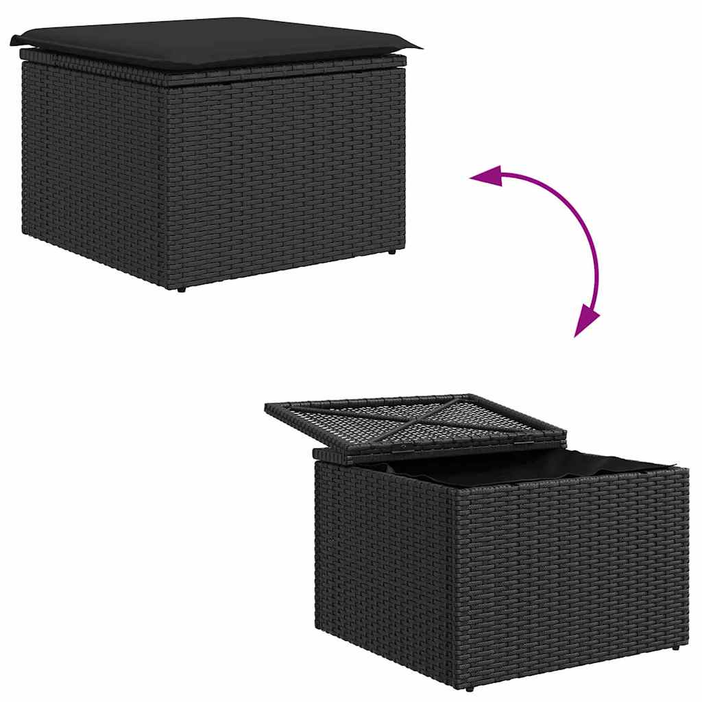 vidaXL Zestaw Sof na Ogród z poduszką 6 pcs Czarny Polirattan