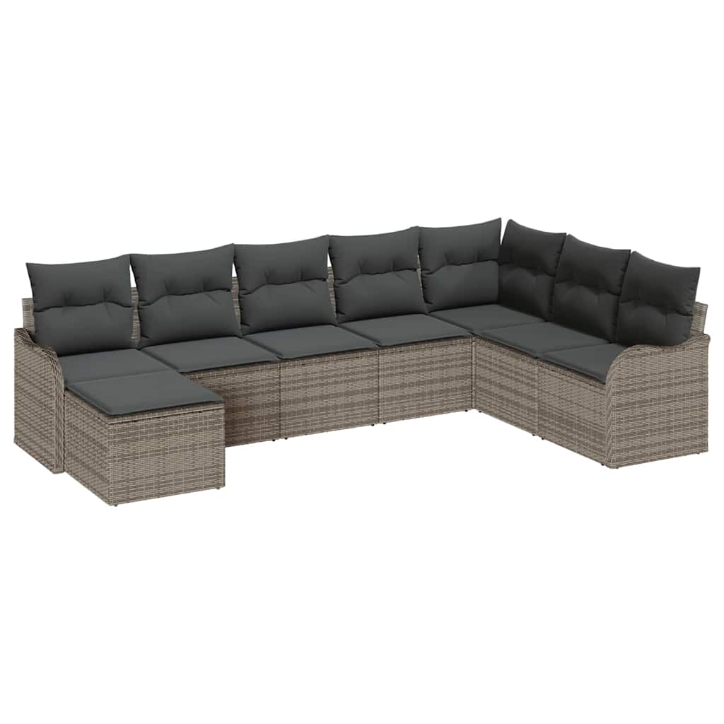 vidaXL Zestaw Sof na Ogród z poduszką 8 pcs Szary Polirattan