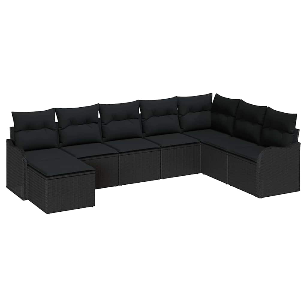 vidaXL Zestaw Sof na Ogród z poduszką 8 pcs Czarny Polirattan