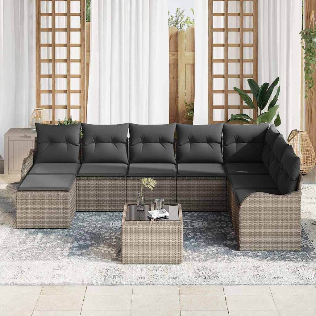 vidaXL Zestaw Sof na Ogród z przechowywaniem 9 pcs Szary polirattan