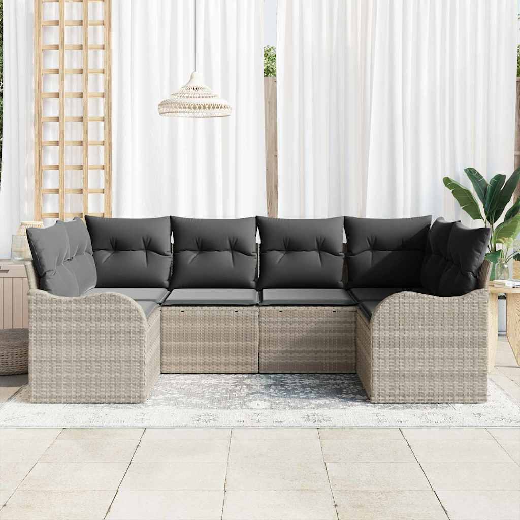 vidaXL Zestaw Sof na Ogród 6 pcs Jasnoszary Polirattan