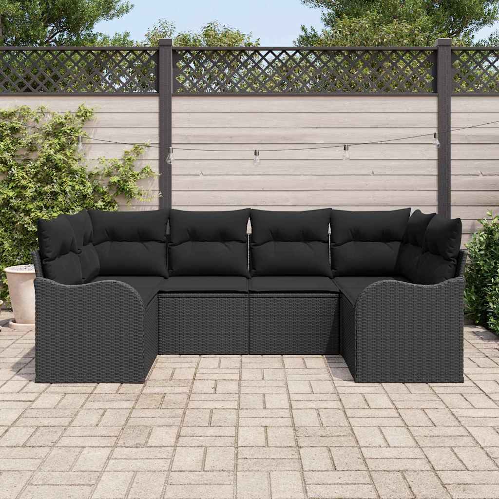 vidaXL Zestaw Sof na Ogród z przechowywaniem 6 pcs Czarny Polirattan