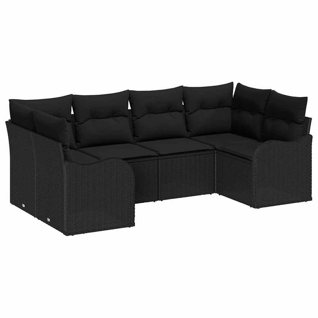 vidaXL Zestaw Sof na Ogród z przechowywaniem 6 pcs Czarny Polirattan