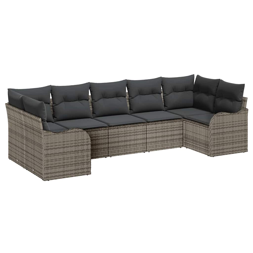 vidaXL Zestaw Sof na Ogród z przechowywaniem 7 pcs Szary Polirattan