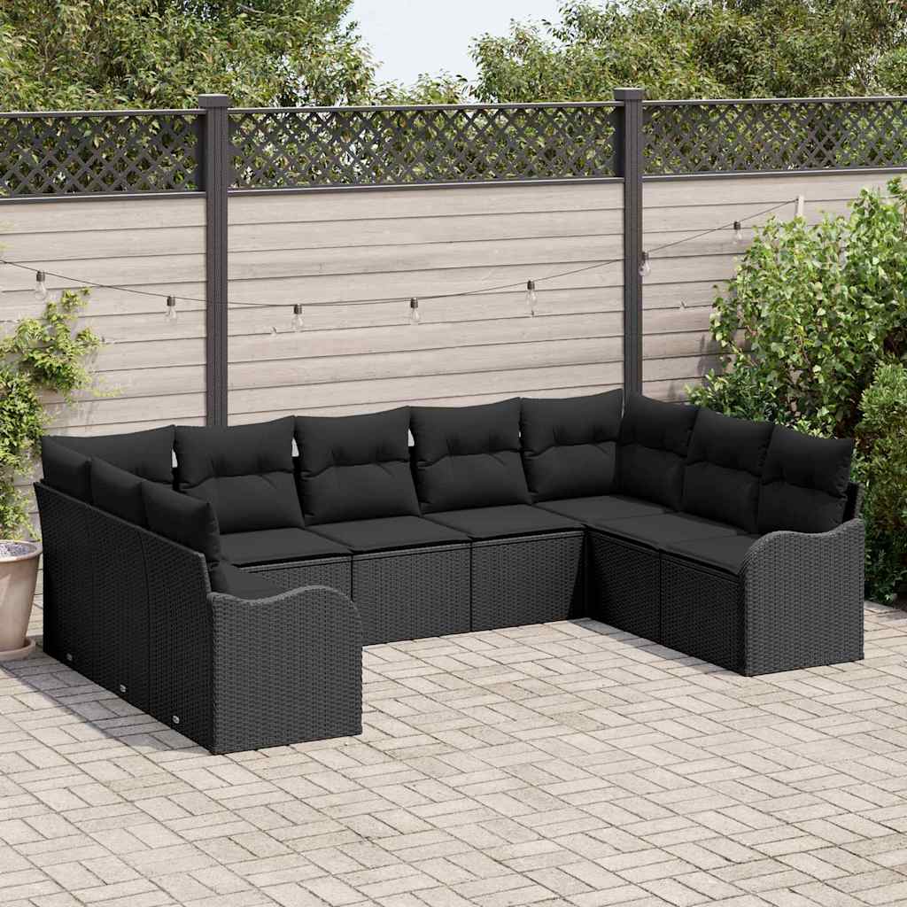 vidaXL Zestaw Sof na Ogród z przechowywaniem 9 pcs Czarny polirattan
