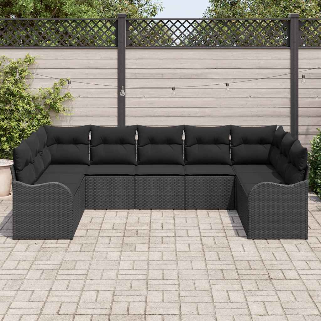 vidaXL Zestaw Sof na Ogród z przechowywaniem 9 pcs Czarny polirattan