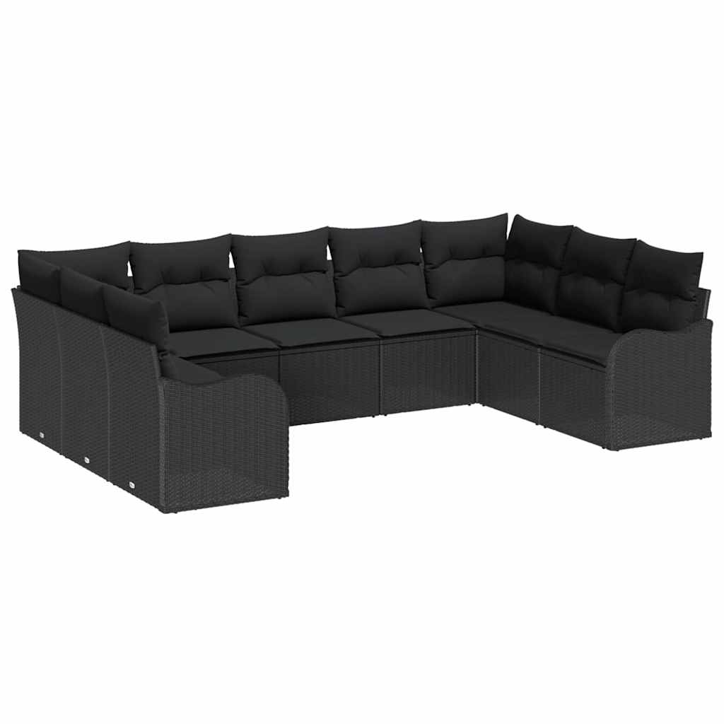 vidaXL Zestaw Sof na Ogród z przechowywaniem 9 pcs Czarny polirattan