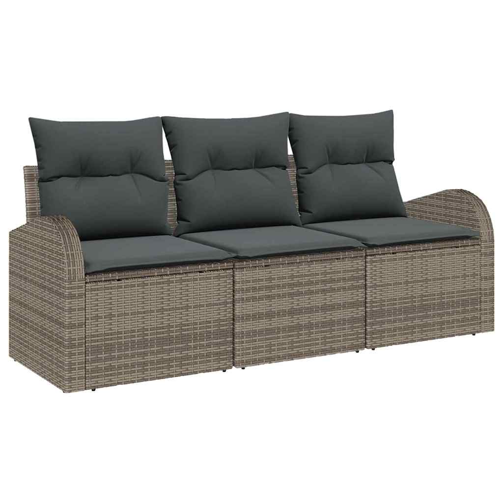 vidaXL Zestaw Sof na Ogród z przechowywaniem 3 pcs Szary Polirattan