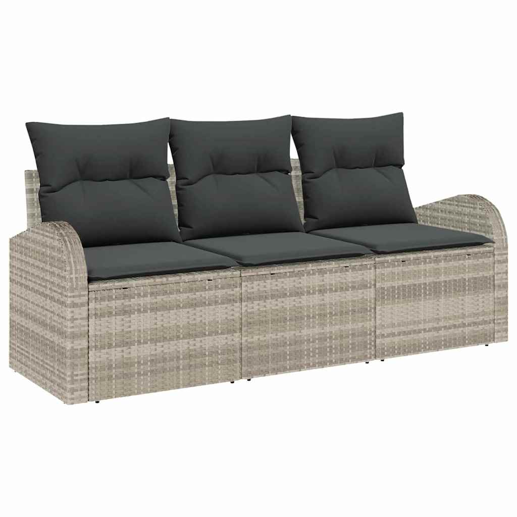 vidaXL Zestaw Sof na Ogród 3 pcs Jasnoszary Polirattan