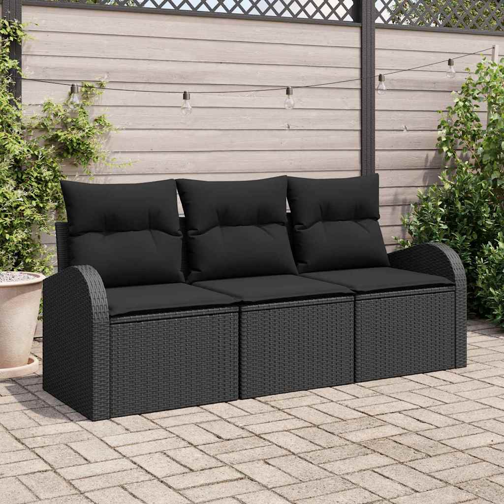 vidaXL Zestaw Sof na Ogród z przechowywaniem 3 pcs Czarny Polirattan