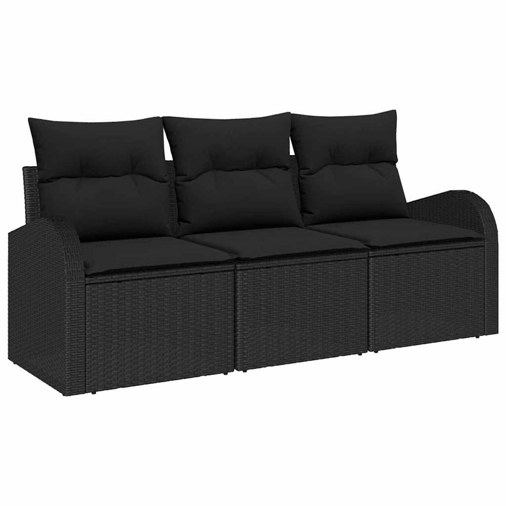 vidaXL Zestaw Sof na Ogród z przechowywaniem 3 pcs Czarny Polirattan