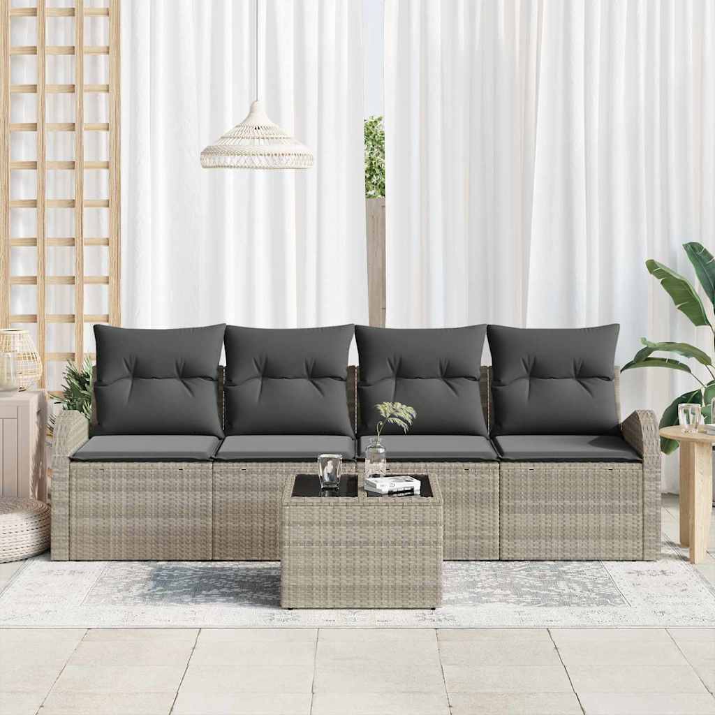 vidaXL Zestaw Sof na Ogród 5 pcs Jasnoszary i ciemnoszary polirattan