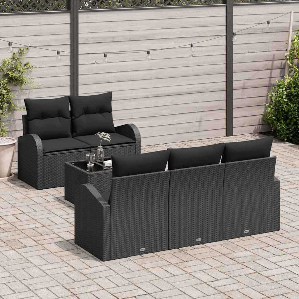 vidaXL Zestaw Sof na Ogród z przechowywaniem 6 pcs Czarny polirattan