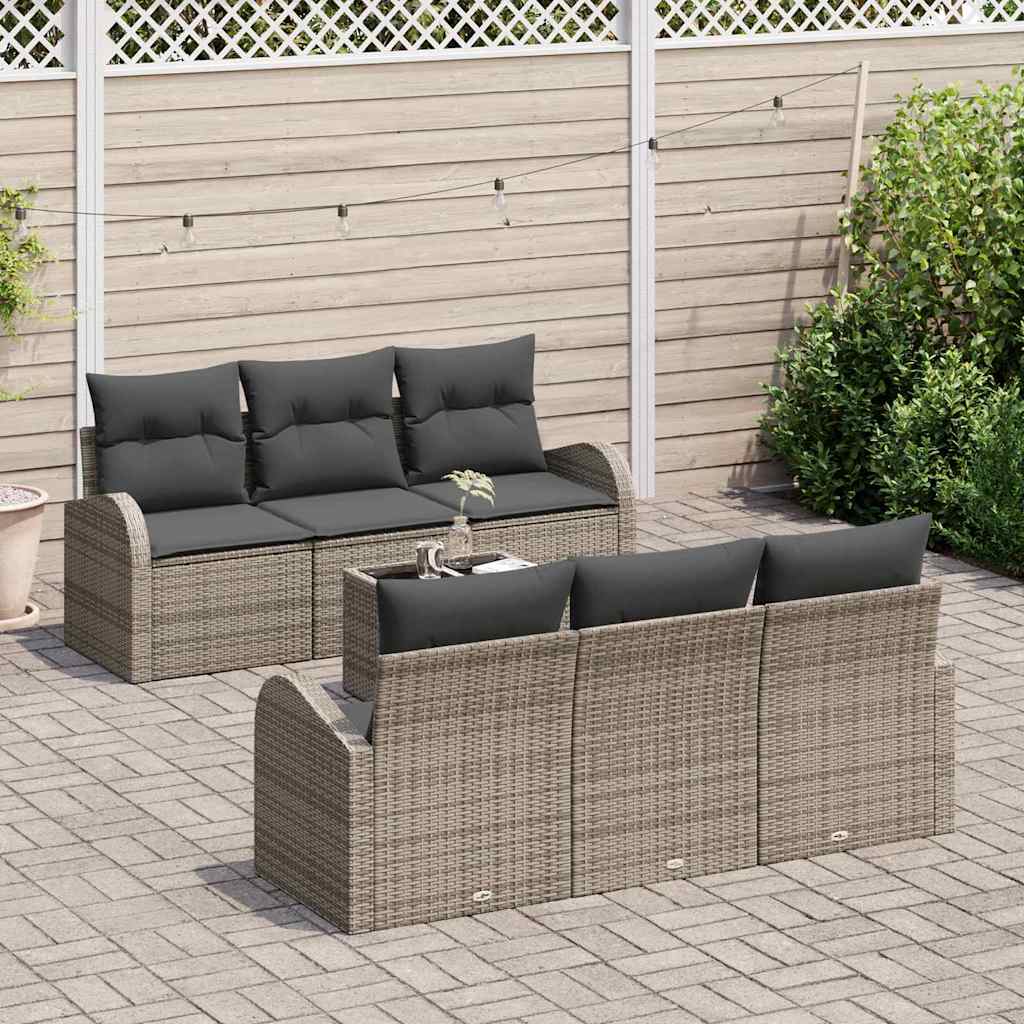 vidaXL Zestaw Sof na Ogród z przechowywaniem 7 pcs Szary polirattan