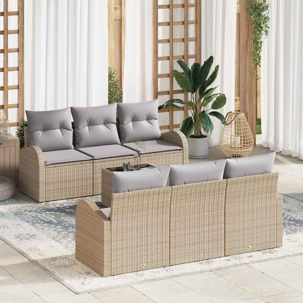 vidaXL Zestaw Sof na Ogród z poduszką 7 pcs Beżowy i szary polirattan