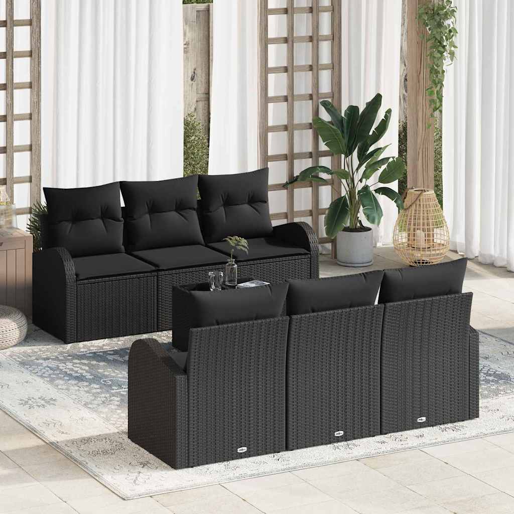 vidaXL Zestaw Sof na Ogród z przechowywaniem 7 pcs Czarny polirattan
