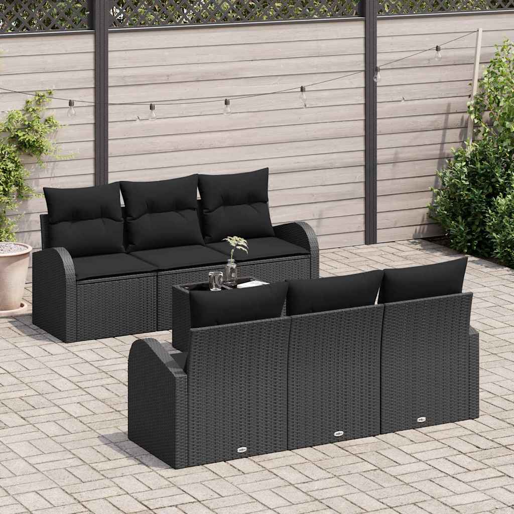 vidaXL Zestaw Sof na Ogród z przechowywaniem 7 pcs Czarny polirattan