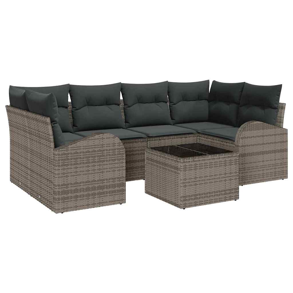 vidaXL Zestaw Sof na Ogród z przechowywaniem 7 pcs Szary polirattan