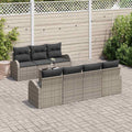 vidaXL Zestaw Sof na Ogród 8 pcs Szary Polirattan, stal i szkło