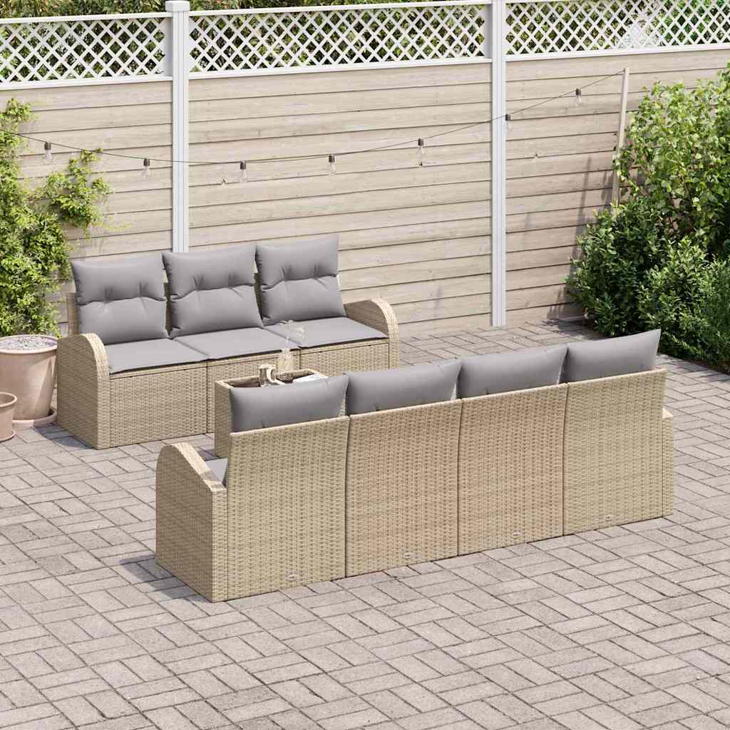 vidaXL Zestaw Sof na Ogród z poduszką z poduszką 8 pcs Beżowy i szary