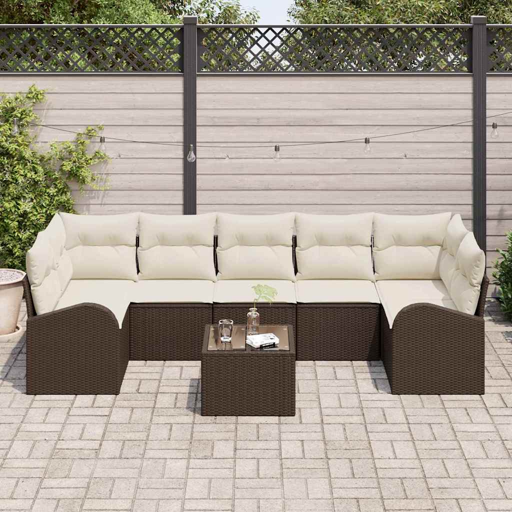 vidaXL Zestaw Sof na Ogród 8 pcs Brązowy i Kremowy 289 x 124 x 69 cm