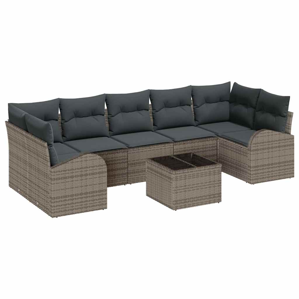 vidaXL Zestaw Sof na Ogród 8 pcs Szary 289 x 124 x 69 cm polirattan