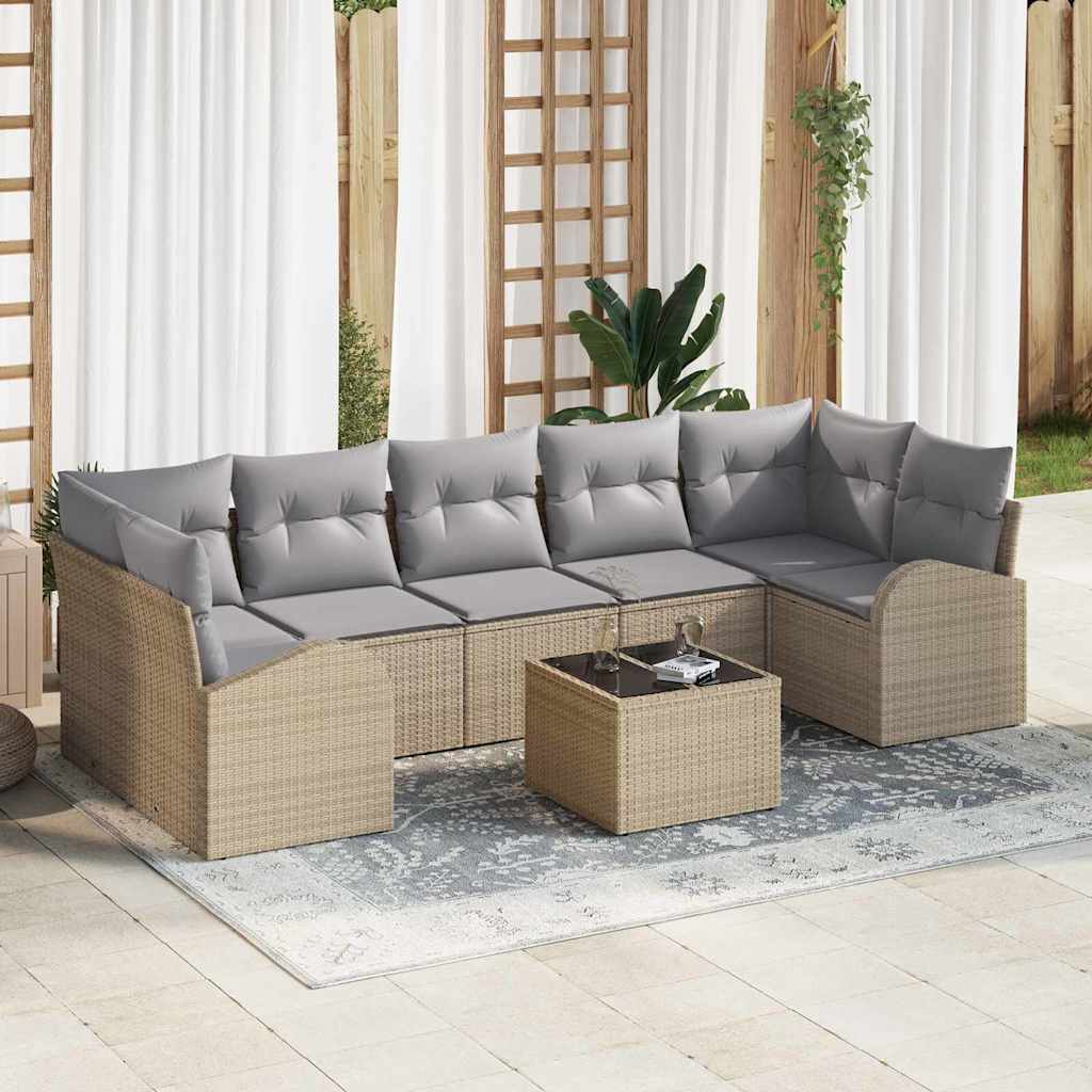 vidaXL Zestaw Sof na Ogród 8 pcs Beżowy i szary 289 x 124 x 69 cm