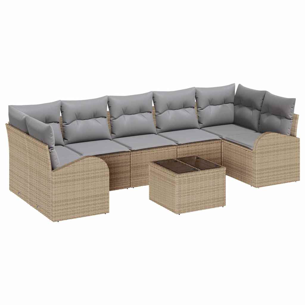 vidaXL Zestaw Sof na Ogród 8 pcs Beżowy i szary 289 x 124 x 69 cm