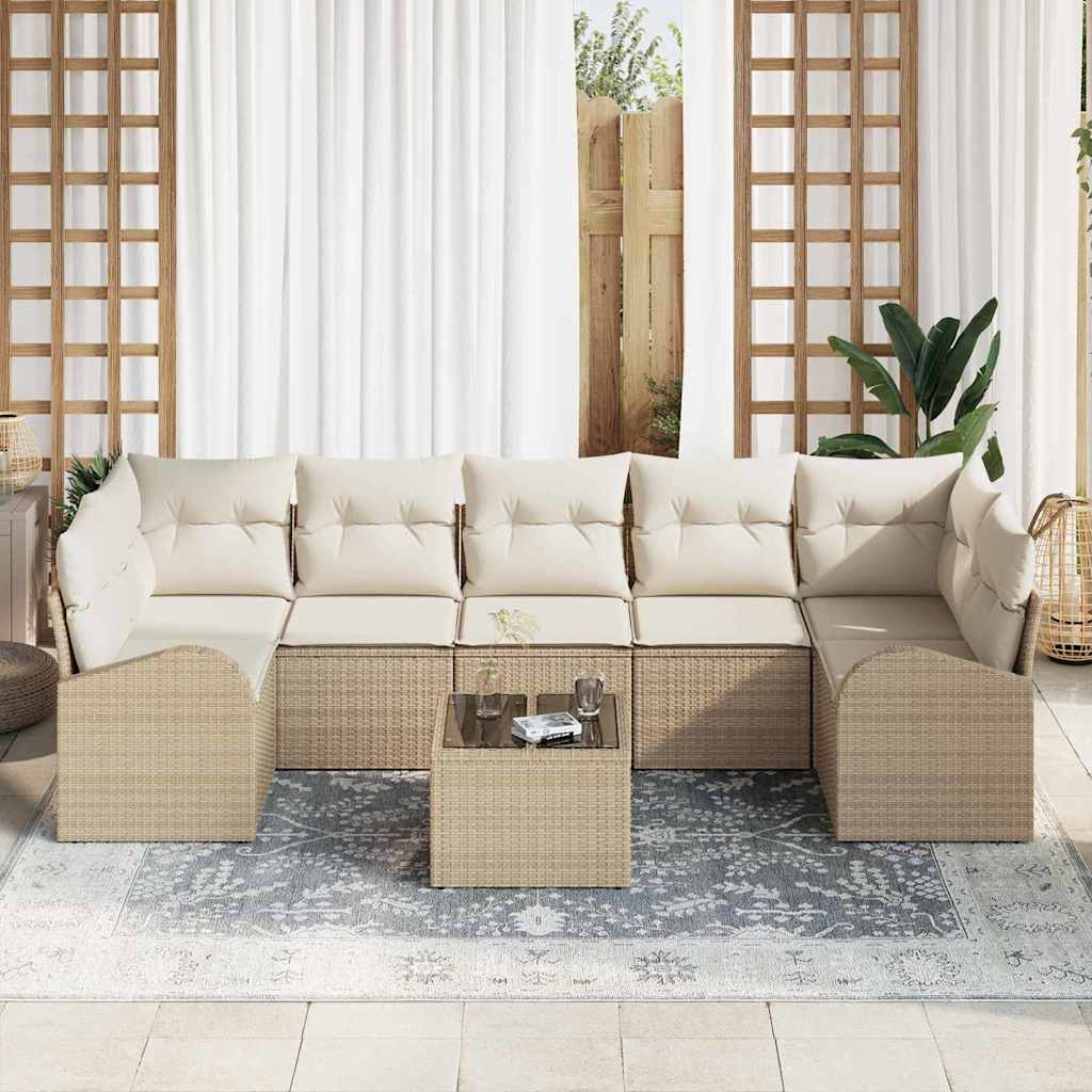 vidaXL Zestaw Sof na Ogród 8 pcs Beżowy i kremowy 289 x 124 x 69 cm