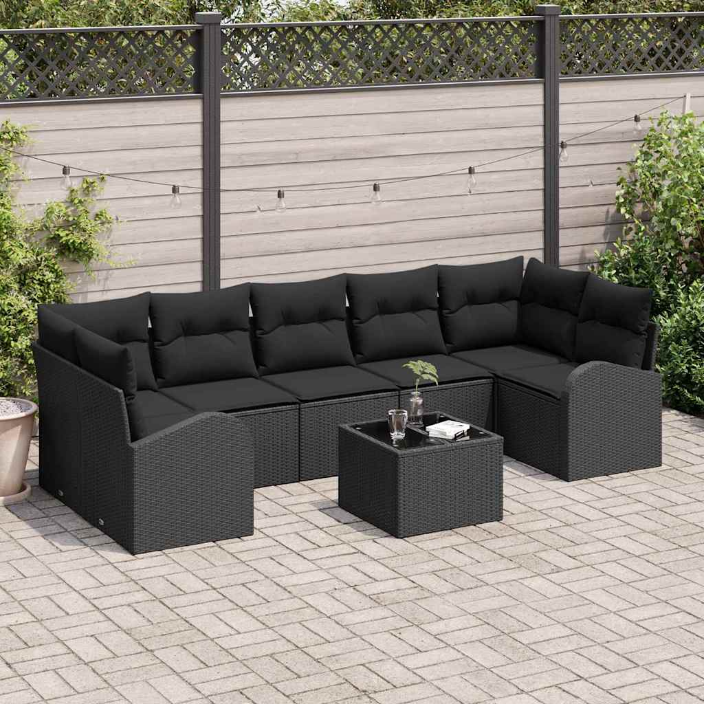 vidaXL Zestaw Sof na Ogród z przechowywaniem 8 pcs Czarny polirattan