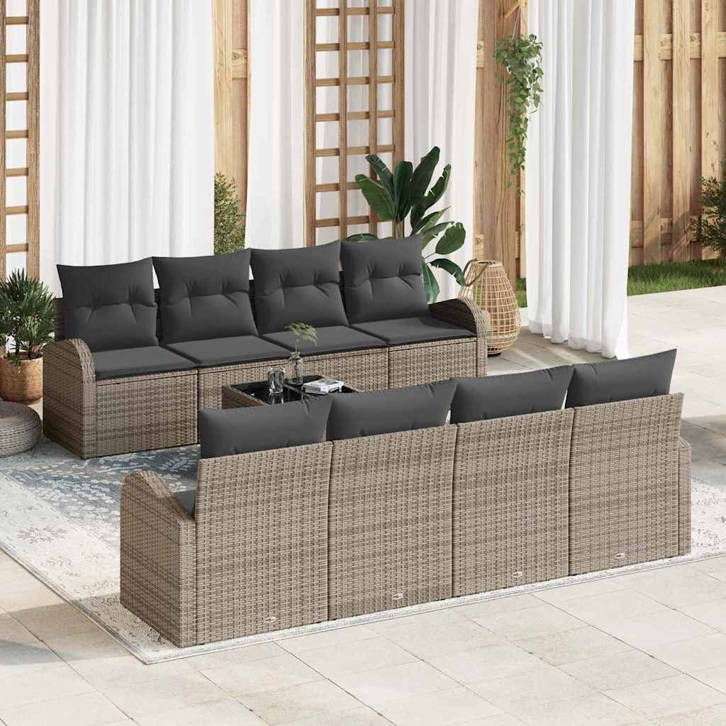 vidaXL Zestaw Sof na Ogród z przechowywaniem 9 pcs Szary polirattan