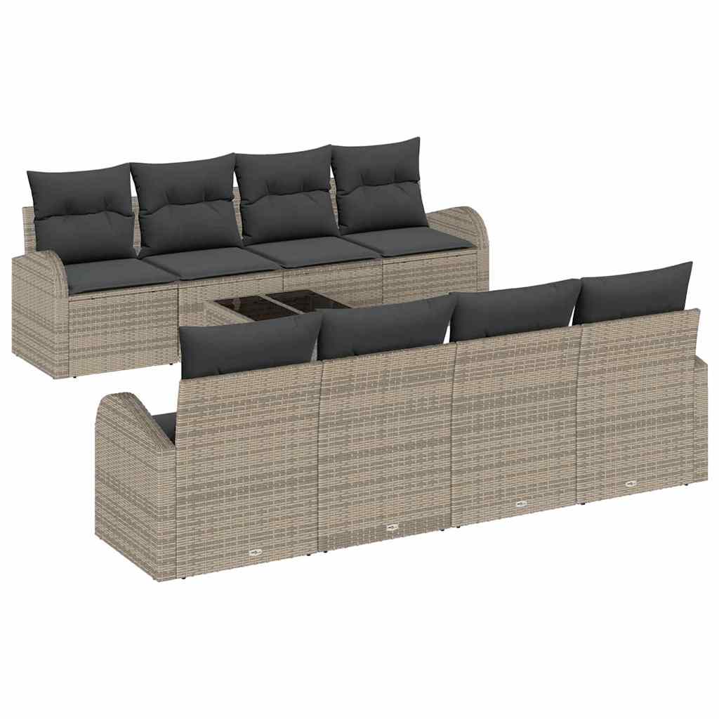 vidaXL Zestaw Sof na Ogród z przechowywaniem 9 pcs Szary polirattan