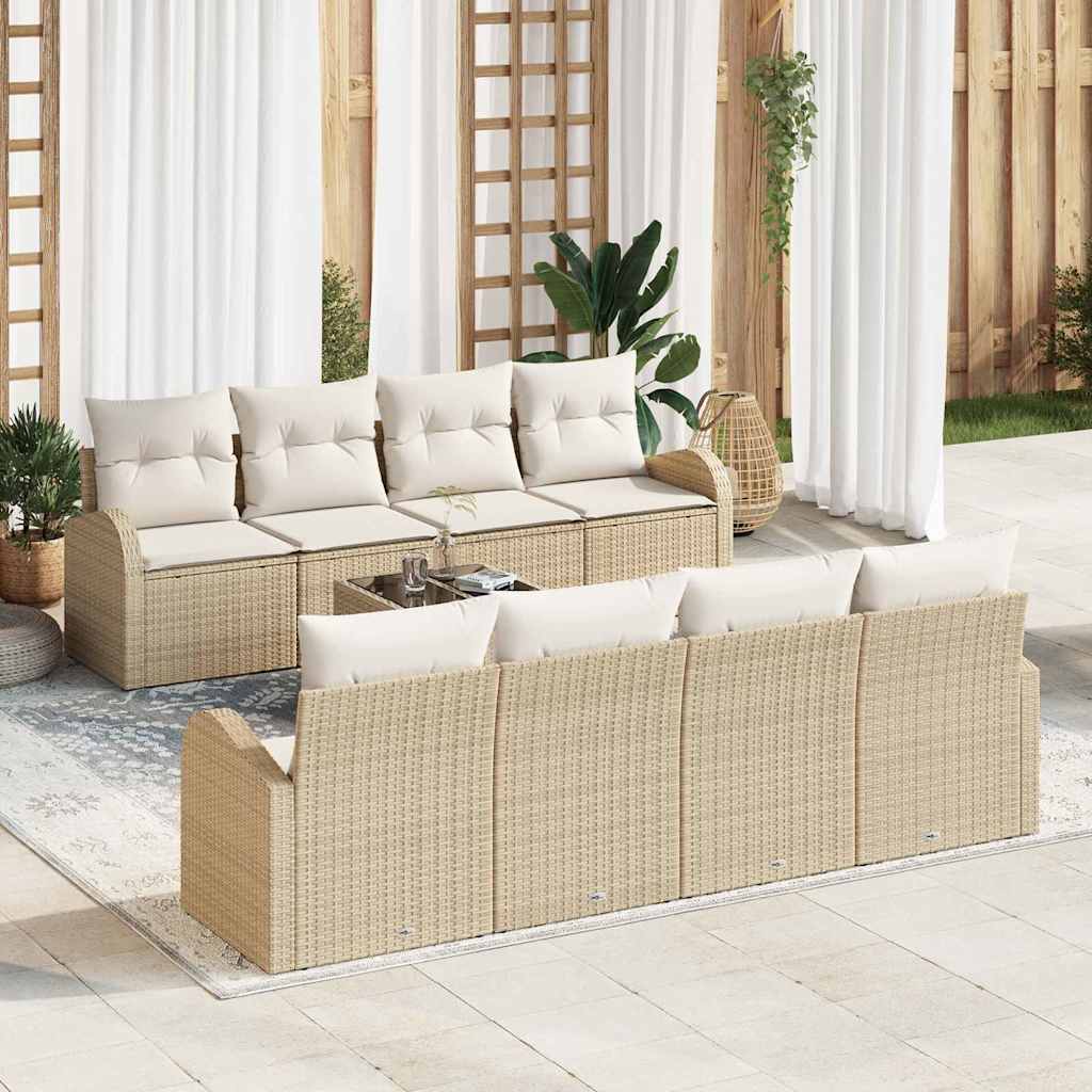 vidaXL Zestaw Sof na Ogród z poduszką 9 pcs Beżowy i kremowy