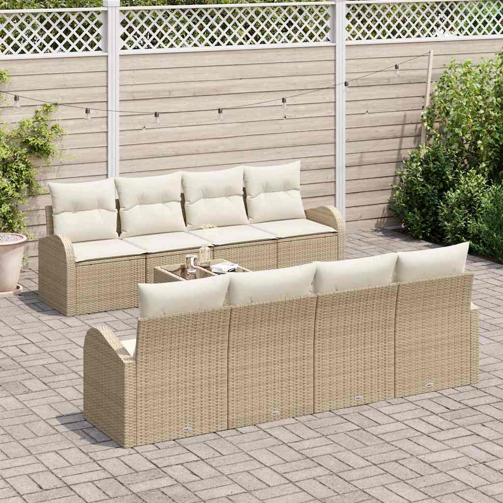 vidaXL Zestaw Sof na Ogród z poduszką 9 pcs Beżowy i kremowy