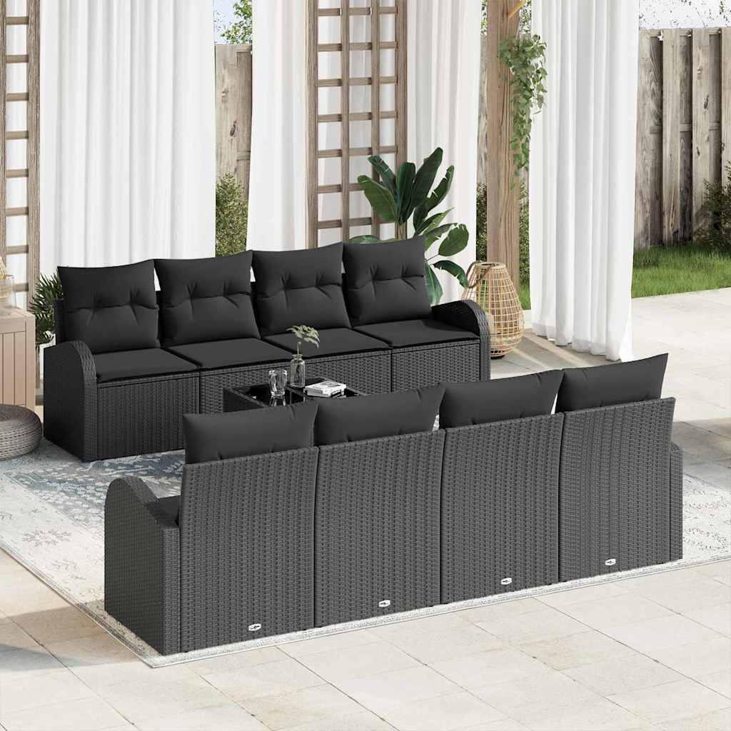 vidaXL Zestaw Sof na Ogród z przechowywaniem 9 pcs Czarny polirattan