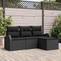 vidaXL Zestaw Sof z poduszką z przechowywaniem 4 pcs Czarny polirattan