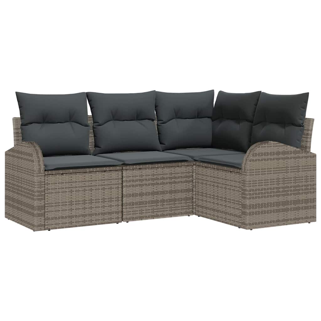 vidaXL Zestaw Sof na Ogród z poduszką 4 pcs Szary polirattan
