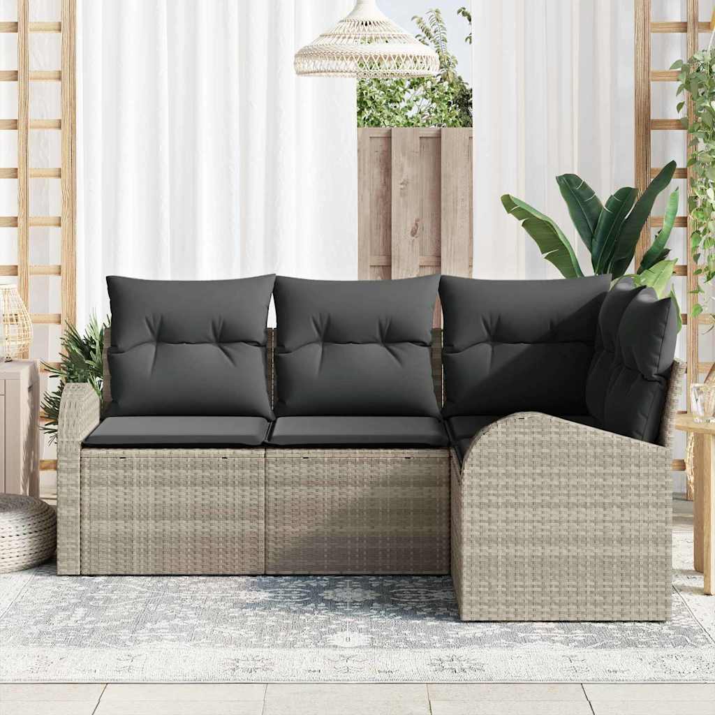 vidaXL Zestaw Sof na Ogród z poduszką 4 pcs Jasnoszary polirattan