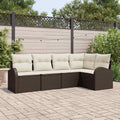 vidaXL Zestaw Sof na Ogród z poduszką 5 pcs Brązowy i biały polirattan