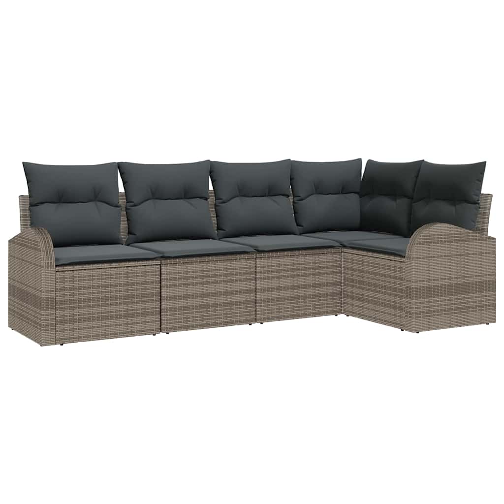 vidaXL Zestaw Sof na Ogród z poduszką 5 pcs Szary polirattan