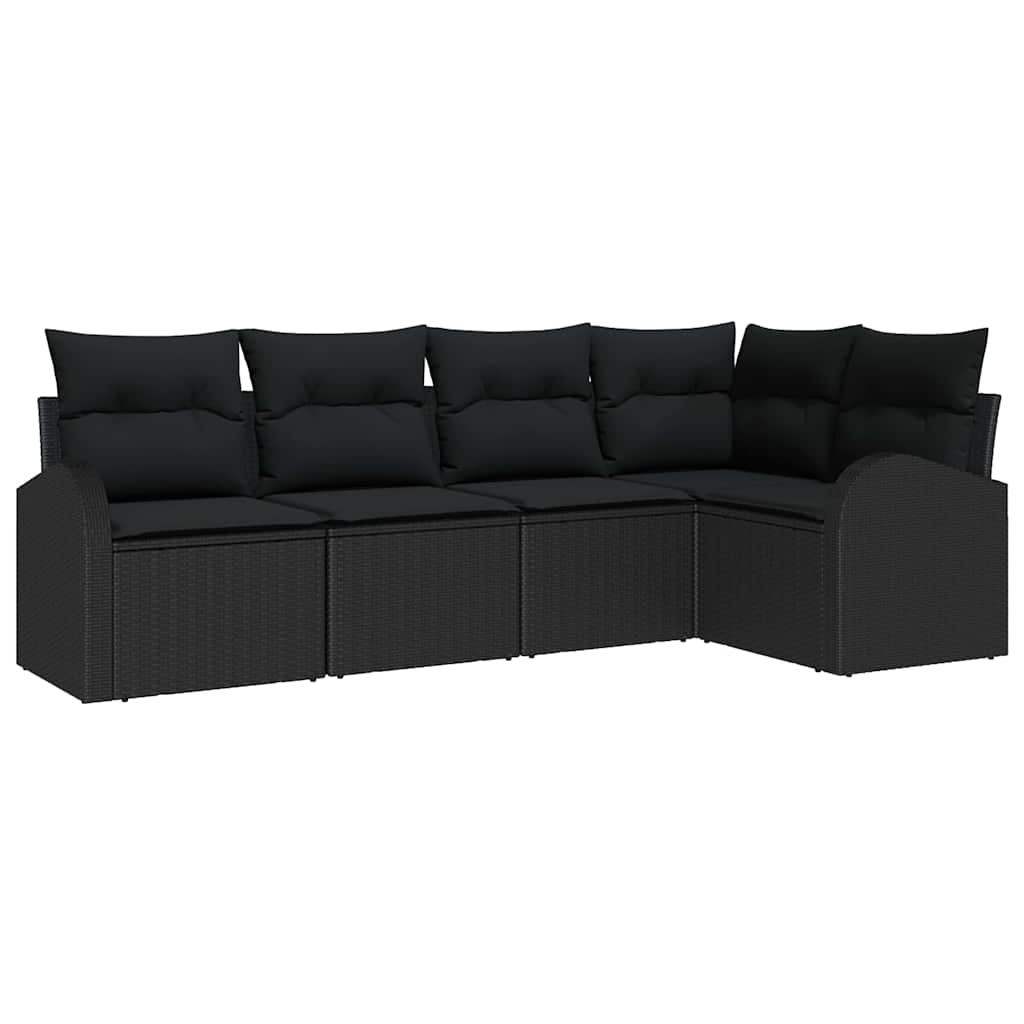 vidaXL Zestaw Sof na Ogród z poduszką 5 pcs Czarny polirattan