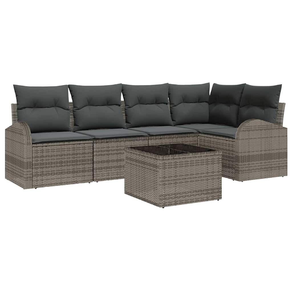 vidaXL Zestaw Sof na Ogród z poduszką 6 pcs Szary polirattan