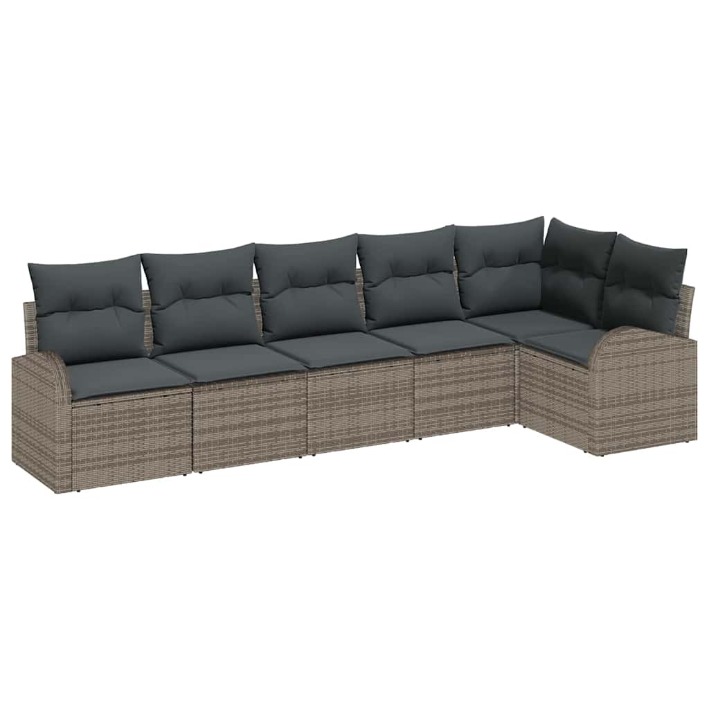 vidaXL Zestaw Sof na Ogród z poduszką 6 pcs Szary polirattan