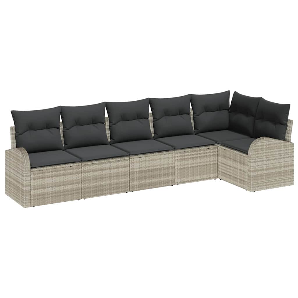 vidaXL Zestaw Sof na Ogród z poduszką 6 pcs Jasnoszary polirattan