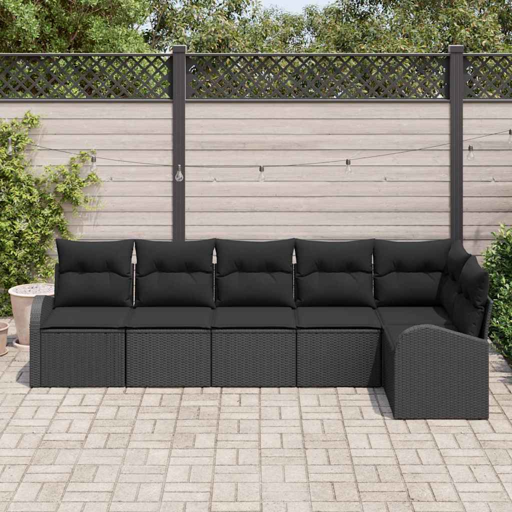 vidaXL Zestaw Sof na Ogród z poduszką 6 pcs Czarny polirattan