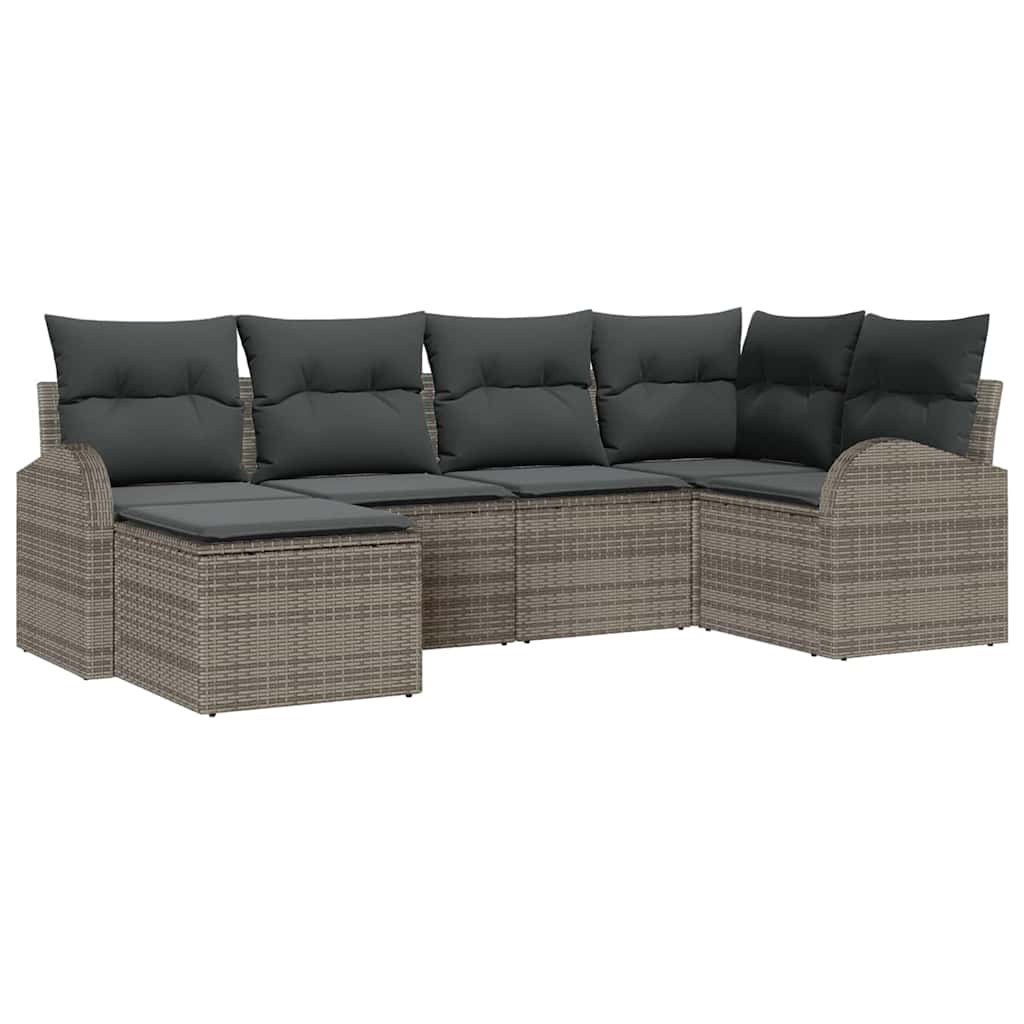 vidaXL Zestaw Sof z poduszką z przechowywaniem 6 pcs Szary polirattan