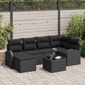 vidaXL Zestaw Sof z poduszką z przechowywaniem 7 pcs Czarny polirattan